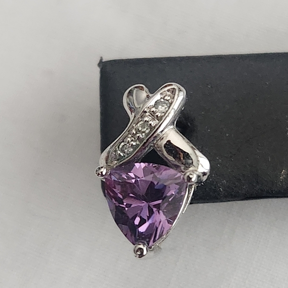 Trillian Genuine Amethyst with Diamonds Post Earrings - Picture 2 of 5